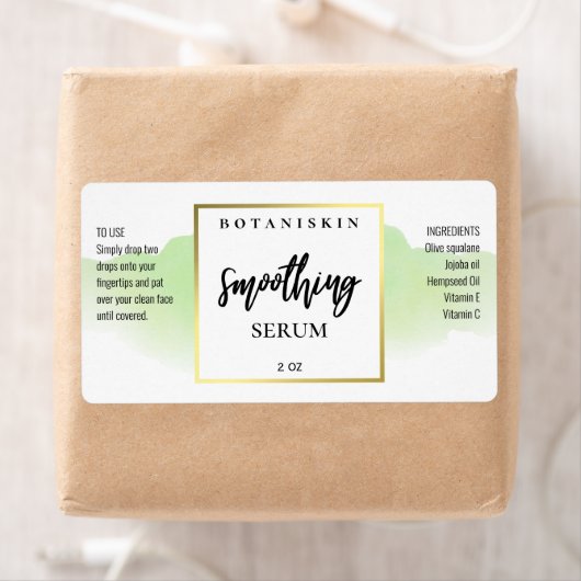 Moderne Waterverf Mint en witte serumetiketten Etiket (Insitu)