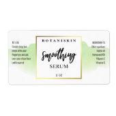 Moderne Waterverf Mint en witte serumetiketten Etiket (Voorkant)