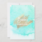 Moderne Waterverf Mint Groen Goud Oh Baby shower Kaart (Achterkant)
