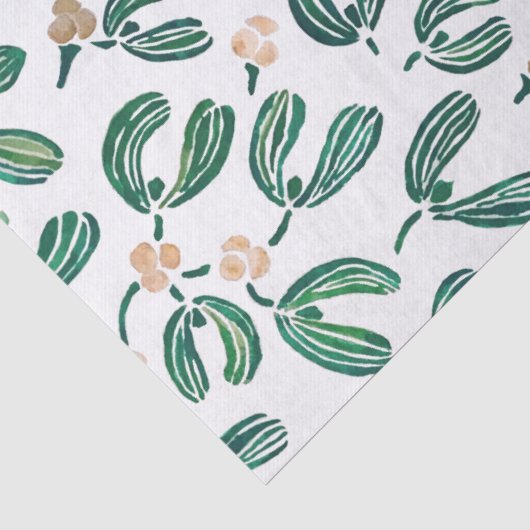 Moderne Waterverf Mistletoe Pattern Tissuepapier (Detail)