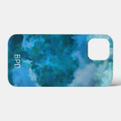 Moderne waterverf monogram beginletters blauw groe Case-Mate iPhone case (Achterkant (horizontaal))
