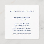 Moderne Waterverf monogram Logo nazeblauw Vierkante Visitekaartje (Achterkant)