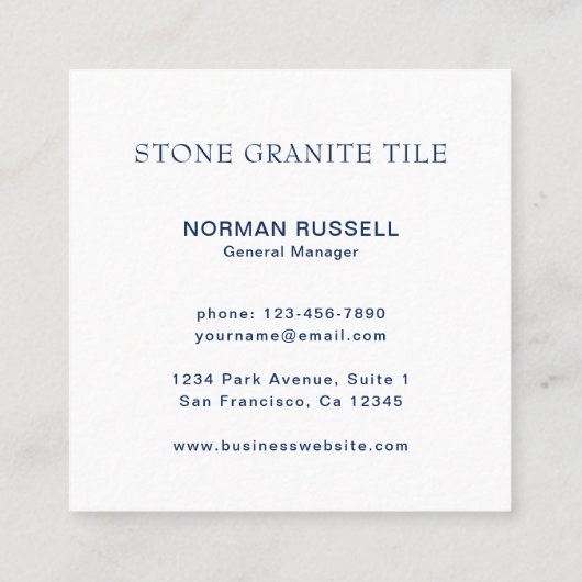 Moderne Waterverf monogram Logo nazeblauw Vierkante Visitekaartje (Achterkant)