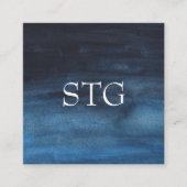 Moderne Waterverf monogram Logo nazeblauw Vierkante Visitekaartje (Voorkant)
