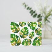 Moderne Waterverf Monstera Greenery Leaf Pattern Briefkaart (Staand voorkant)