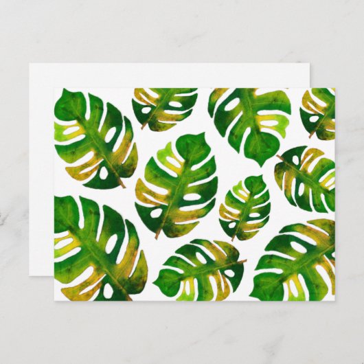 Moderne Waterverf Monstera Greenery Leaf Pattern Briefkaart (Voorkant / Achterkant)