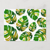 Moderne Waterverf Monstera Greenery Leaf Pattern Briefkaart (Voorkant)
