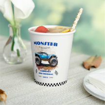 Moderne Waterverf Monstertruck Blauwe Jongens Verj