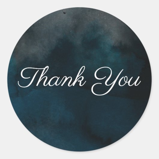 Moderne Waterverf Moody Blue Chic Wedding Favor Ronde Sticker (Voorkant)