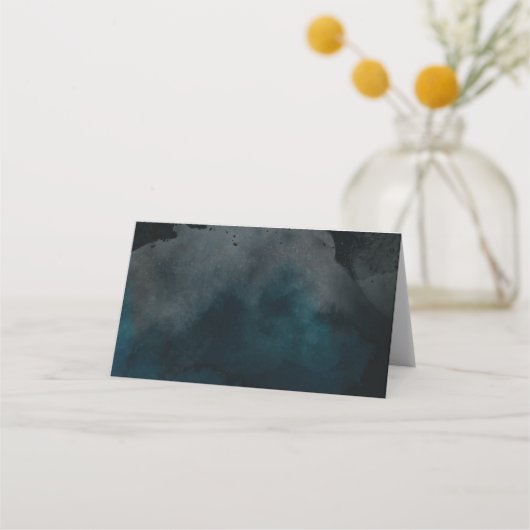 Moderne Waterverf Moody Blue Tafelnummer Zitplaats Plaatskaartje (Achterkant)