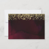 Moderne Waterverf Moody Maroon & Gold Wedding RSVP (Achterkant)
