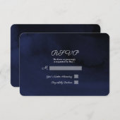 Moderne Waterverf Moody Navy Blue RSVP Antwoord (Voorkant / Achterkant)