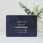 Moderne Waterverf Moody Navy Blue RSVP Antwoord (Staand voorkant)