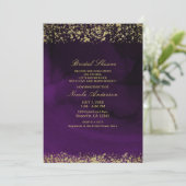 Moderne Waterverf Moody Paarse Goud Vrijgezellenfe Kaart (Staand voorkant)