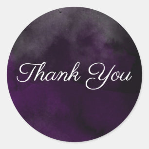 Moderne Waterverf Moody Plum Paarse bruiloft gunst Ronde Sticker