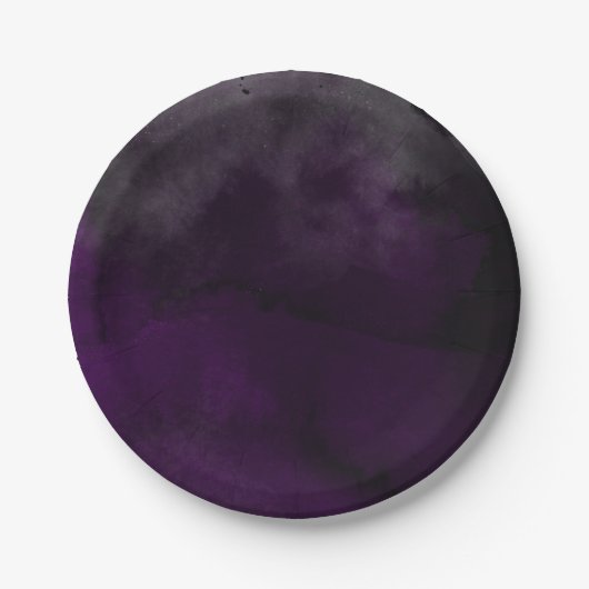 Moderne Waterverf Moody Plum Paarse bruiloft Papieren Bordje (Voorkant)