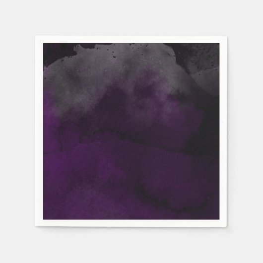 Moderne Waterverf Moody Plum Paarse bruiloft Servet (Voorkant)