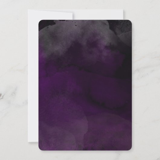 Moderne Waterverf Moody Plum Paarse Chic Wedding Kaart (Achterkant)