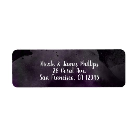 Moderne Waterverf Moody Plum Paarse Party Wedding Etiket (Voorkant)