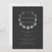 Moderne Waterverf Moon Phases Wedding Kaart (Voorkant)