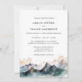 Moderne Waterverf Mountain Forest bruiloft Kaart (Voorkant)