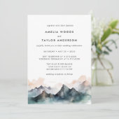 Moderne Waterverf Mountain Forest bruiloft Kaart (Staand voorkant)