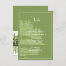 Moderne Waterverf Mountain Lake bruiloft details