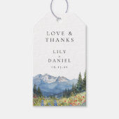 Moderne Waterverf Mountain Wildflower bruiloft Cadeaulabel (Voorkant)