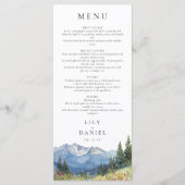Moderne Waterverf Mountain Wildflower bruiloft Menu (Voorkant)