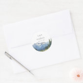 Moderne Waterverf Mountain Wildflower bruiloft Ronde Sticker (Envelop)