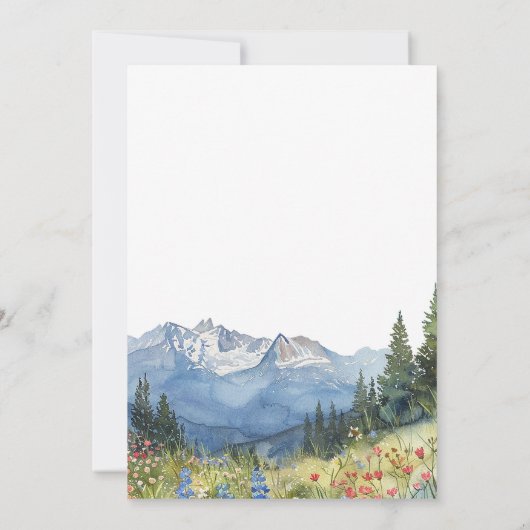 Moderne Waterverf Mountain Wildflower bruiloft Save The Date (Achterkant)