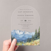 Moderne Waterverf Mountain Wildflower Wedding Arch Acryl Uitnodigingen (Insitu (Draagbaar))