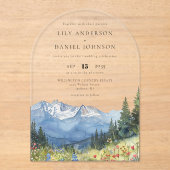 Moderne Waterverf Mountain Wildflower Wedding Arch Acryl Uitnodigingen (Voorkant)