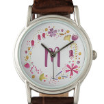 Moderne Waterverf najaar bloem monogram Horloge<br><div class="desc">Waterverf schilderij van de herfst hedgerow wilde bloemen.
Pas aan door het initiaal te veranderen.</div>