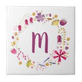 Moderne Waterverf najaar bloem monogram Tegeltje (Voorkant)
