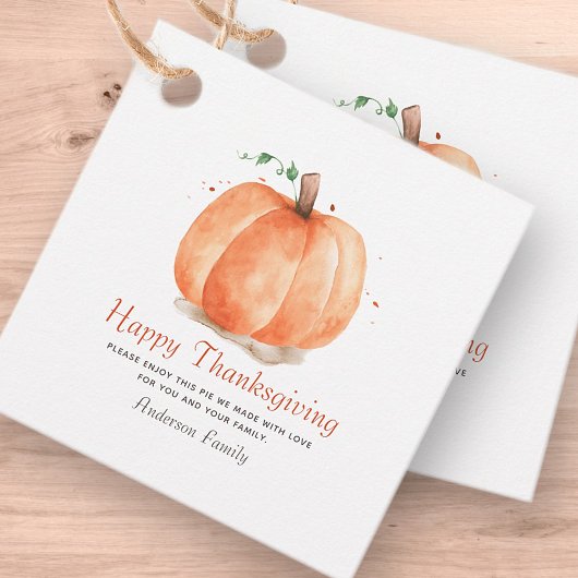 Moderne Waterverf najaar Thanksgiving pomkin Bedankjes Labels
