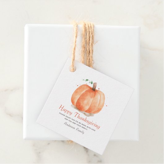 Moderne Waterverf najaar Thanksgiving pomkin Bedankjes Labels (In situ)