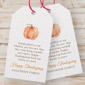 Moderne Waterverf najaar Thanksgiving pomkin Cadeaulabel