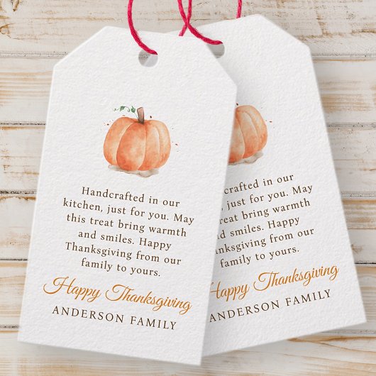 Moderne Waterverf najaar Thanksgiving pomkin Cadeaulabel