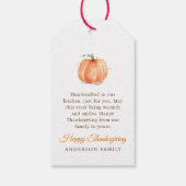 Moderne Waterverf najaar Thanksgiving pomkin Cadeaulabel (Achterkant)