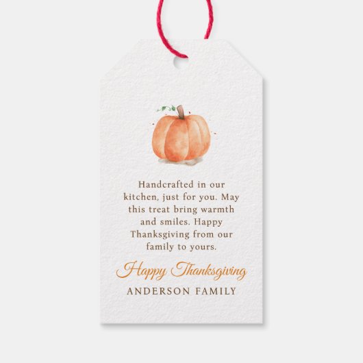 Moderne Waterverf najaar Thanksgiving pomkin Cadeaulabel (Achterkant)