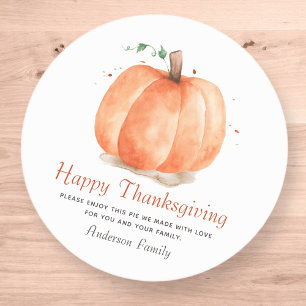 Moderne Waterverf najaar Thanksgiving pomkin Ronde Sticker