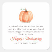Moderne Waterverf najaar Thanksgiving pomkin Vierkante Sticker (Voorkant)