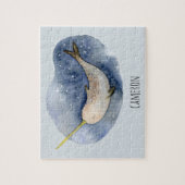 Moderne Waterverf Narwhal Blue Ocean Personalized Legpuzzel (Verticaal)