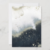 Moderne Waterverf Navy Blue & Gold bruiloft Kaart (Achterkant)