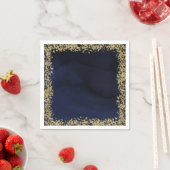 Moderne Waterverf Navy Blue & Gold bruiloft Servet (Insitu)