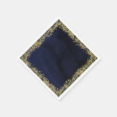 Moderne Waterverf Navy Blue & Gold bruiloft Servet (Hoek)