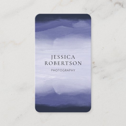 Moderne Waterverf Navy Blue Social Media QR Code Visitekaartje (Voorkant)