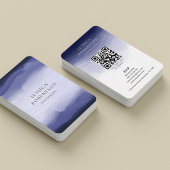 Moderne Waterverf Navy Blue Social Media QR Code Visitekaartje