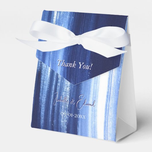 Moderne Waterverf Navy Brush Strokes Pattern Favor Bedankdoosjes (Voorkant Zijde)